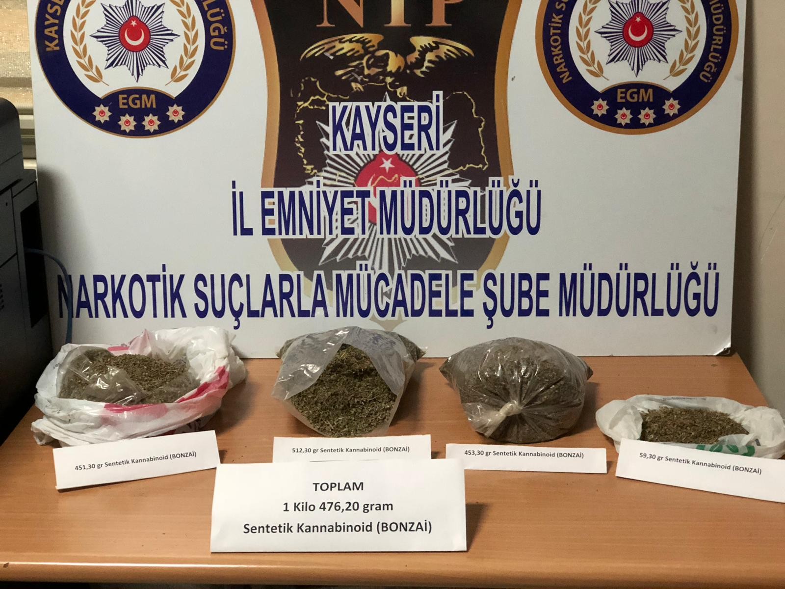 Kayseri’de uyuşturucu operasyonunda 3 gözaltı
