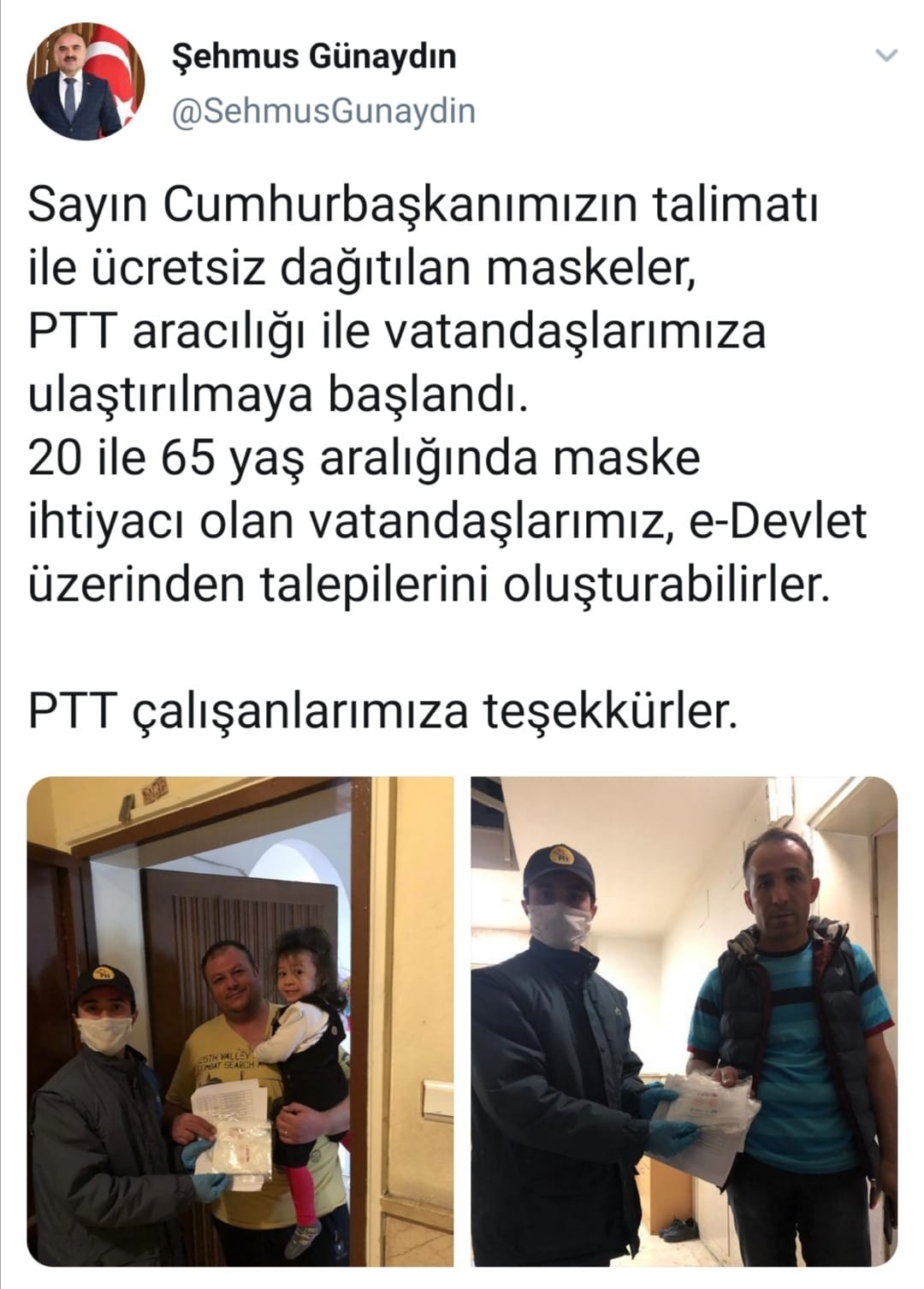 Ücretsiz maskeler Kayseri’de vatandaşlara ulaştırılıyor