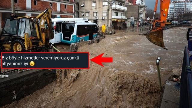 Gümüşhane Belediyesi’nin paylaşımına tepki yağdı! İzmir’deki seli siyasi ranta çevirdiler